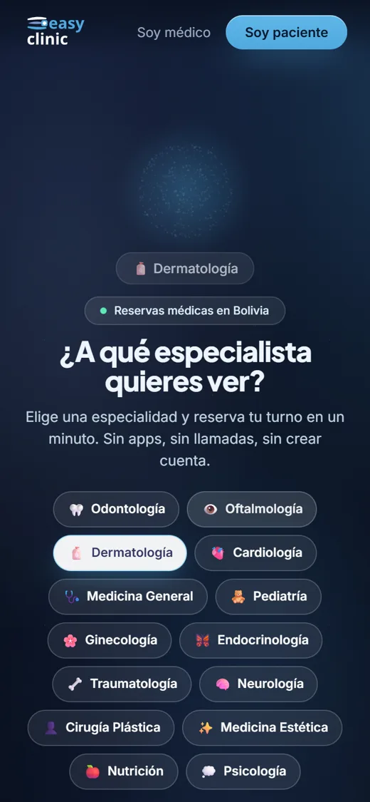 Captura real móvil de easyclinicbo.com